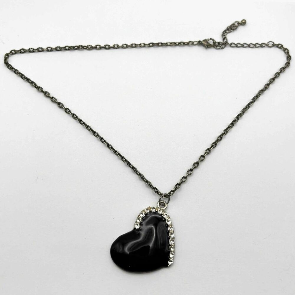 Black Crystal Heart Necklace